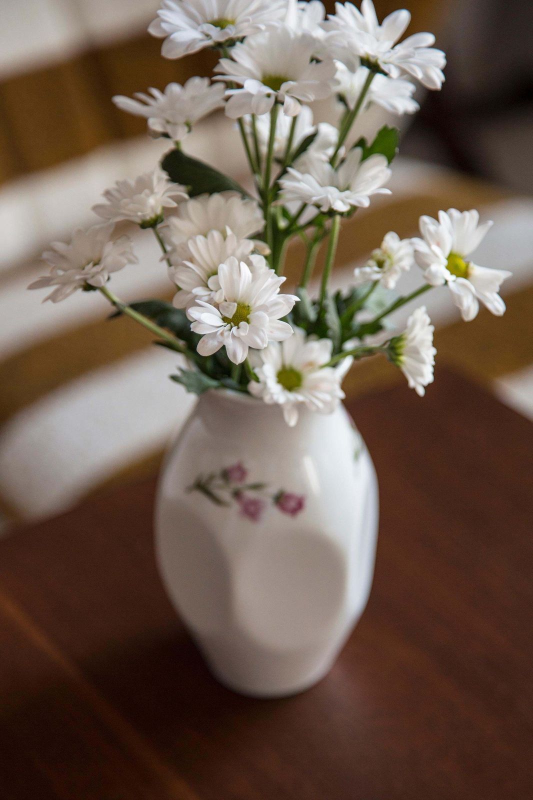 Midcentury Porcelain White Mini Vase With Roses, Hand Painted, Europe, 1960s photo Home Decor