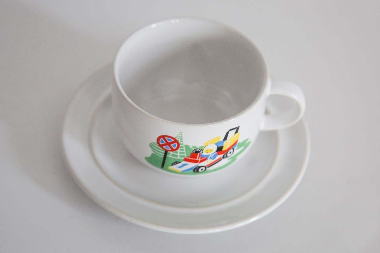 Mid Century Porcelain White Lego Formula 1 Tea Coffee Service Cups, Poland, 1960 photo 127.0