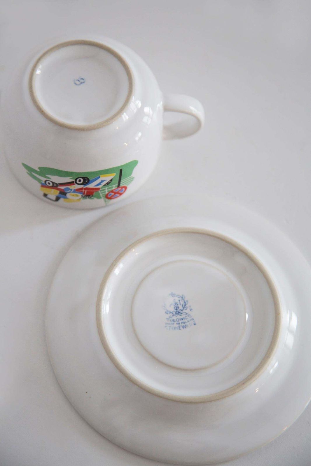 Mid Century Porcelain White Lego Formula 1 Tea Coffee Service Cups, Poland, 1960 photo buy