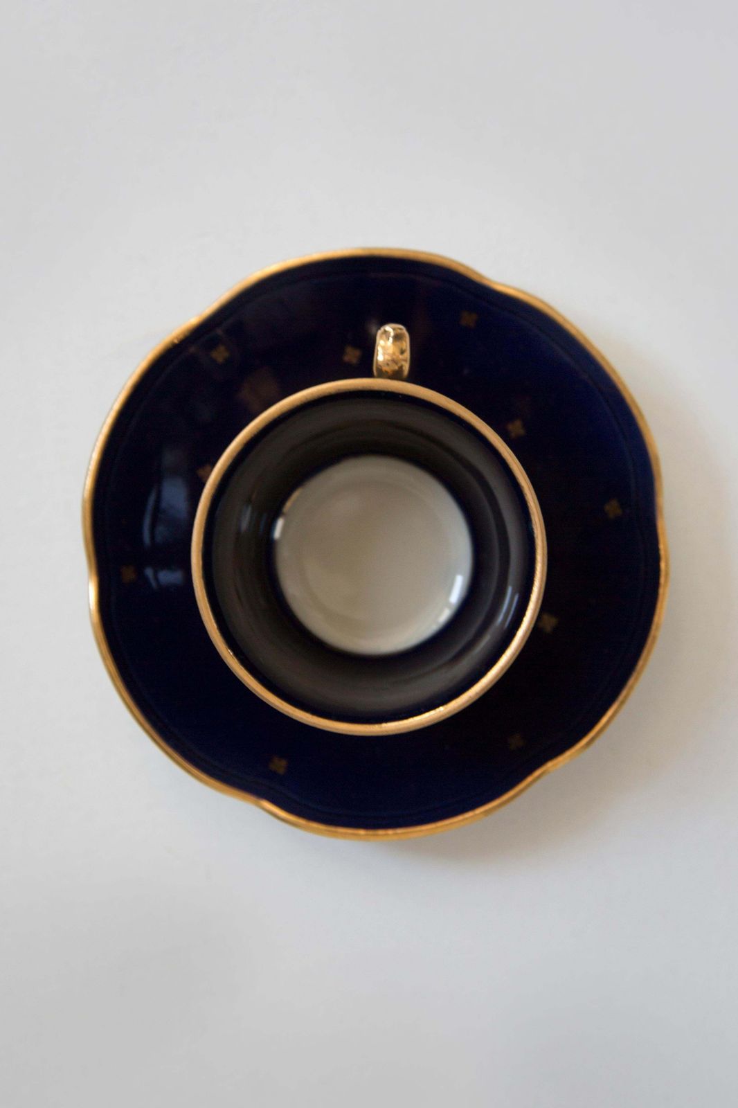 photo furniture Midcentury Porcelain Navy Blue Tea Coffee Service Jug And Cups, Poland, 1960