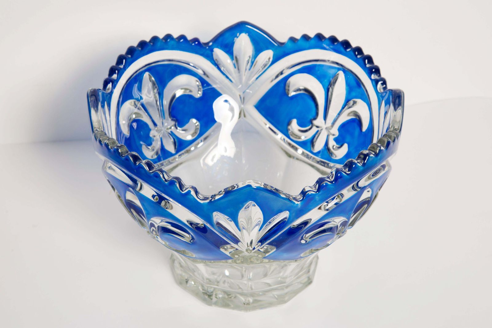 Vintage Blue Decorative Crystal Glass Plate, Italy, 1960s photo Home Decor