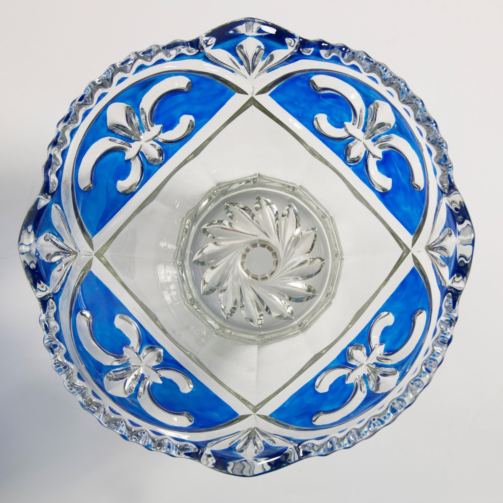Vintage Blue Decorative Crystal Glass Plate, Italy, 1960s photo vintage