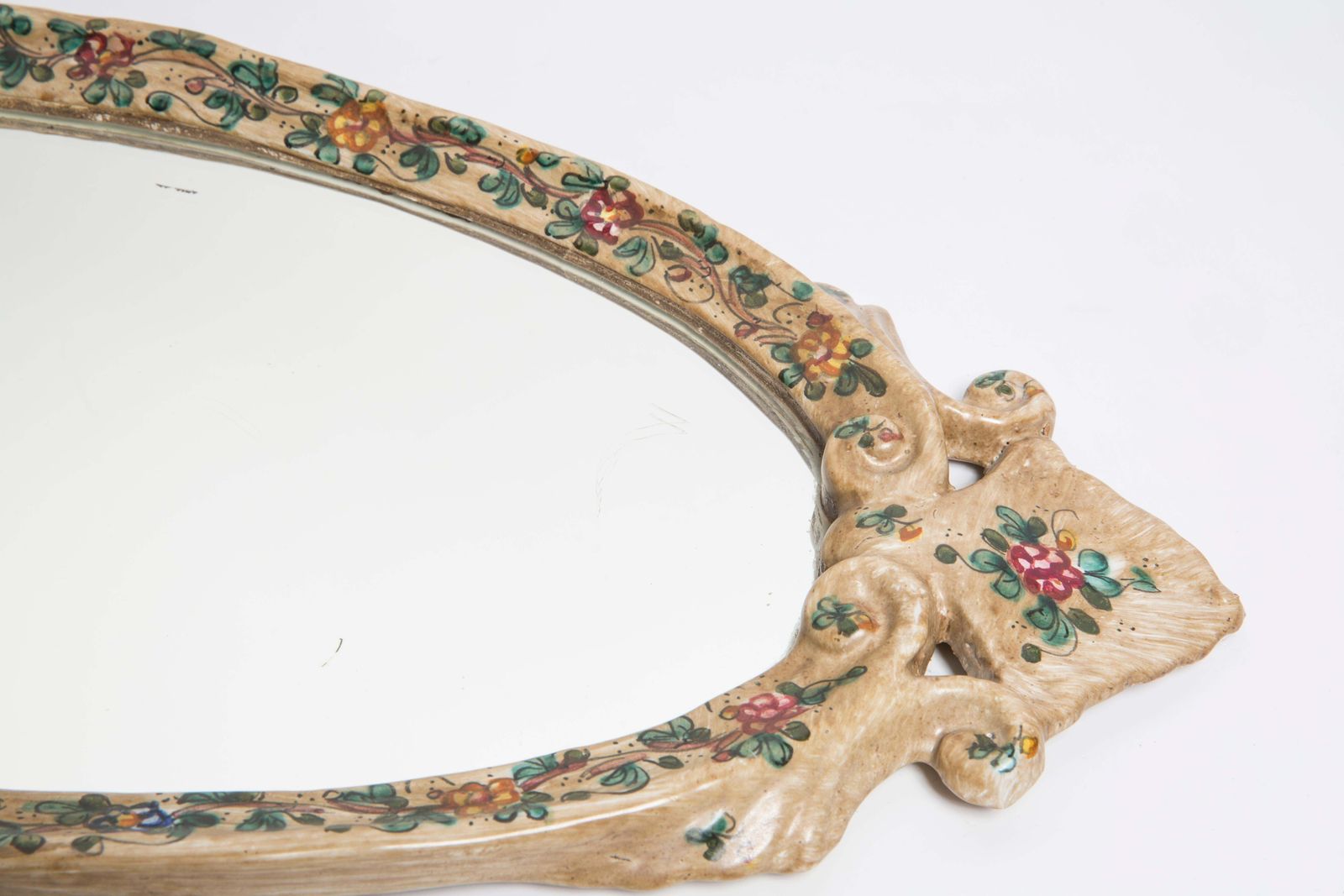 Mid Century Modern Light Mirror With Flowers, Gypsum, Italy, 1960s photo buy