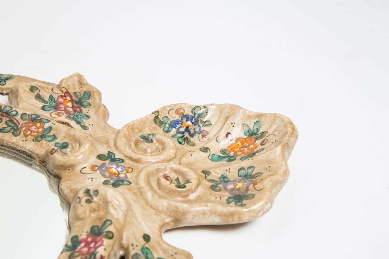 photo for sale Mid Century Modern Light Mirror With Flowers, Gypsum, Italy, 1960s