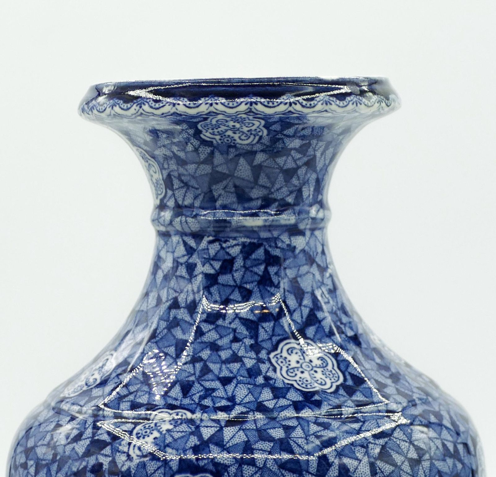 Ceramic Blue Vase By Franz Anton Mehlem, 19th Century photo for sale