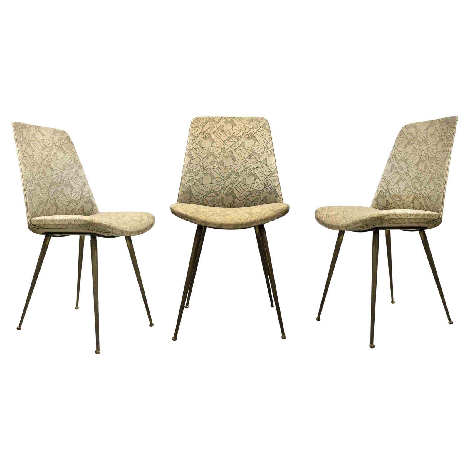 Set Of 3 Vintage Chairs In The Style Of Gio Ponti, Italy Mid 20th Century