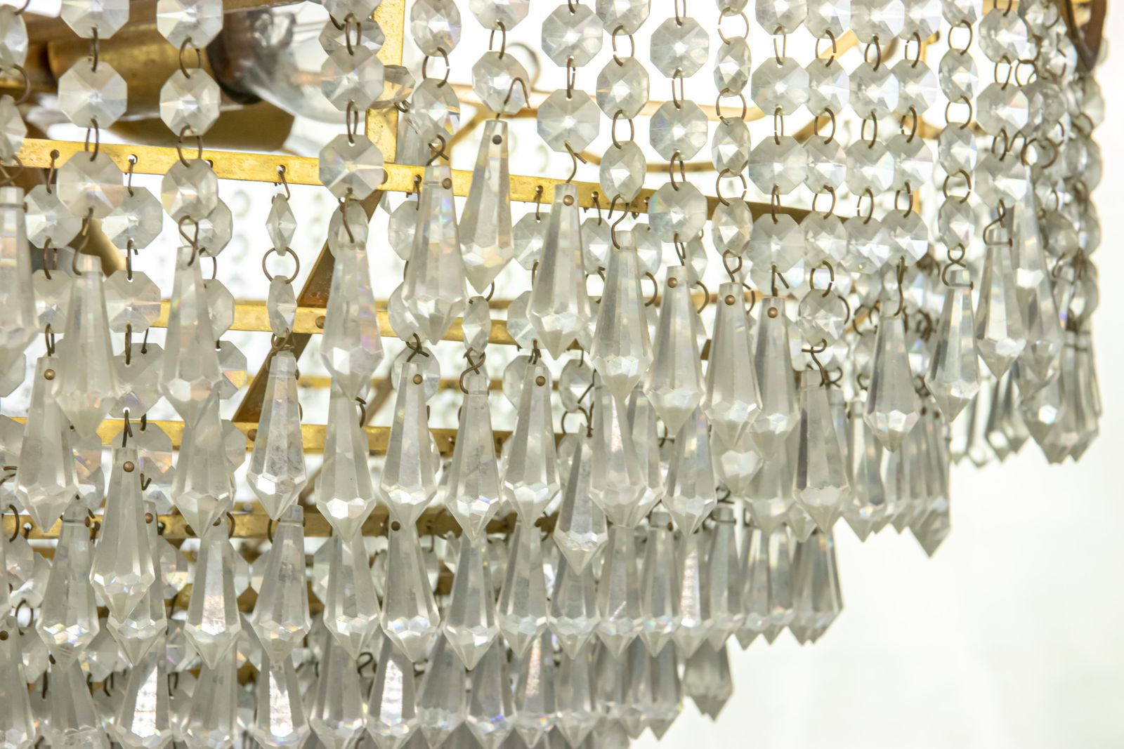 Vintage Crystal Drops Chandelier, Italy 1970s photo for sale