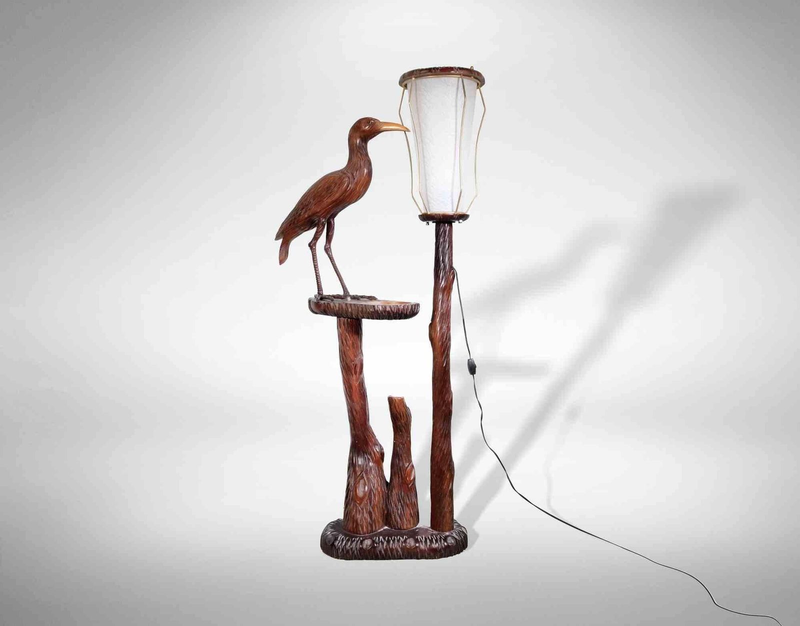 Vintage Wooden Lamp With Bird, Italian Lamp By Aldo Tura, Italy, 1950s photo furniture