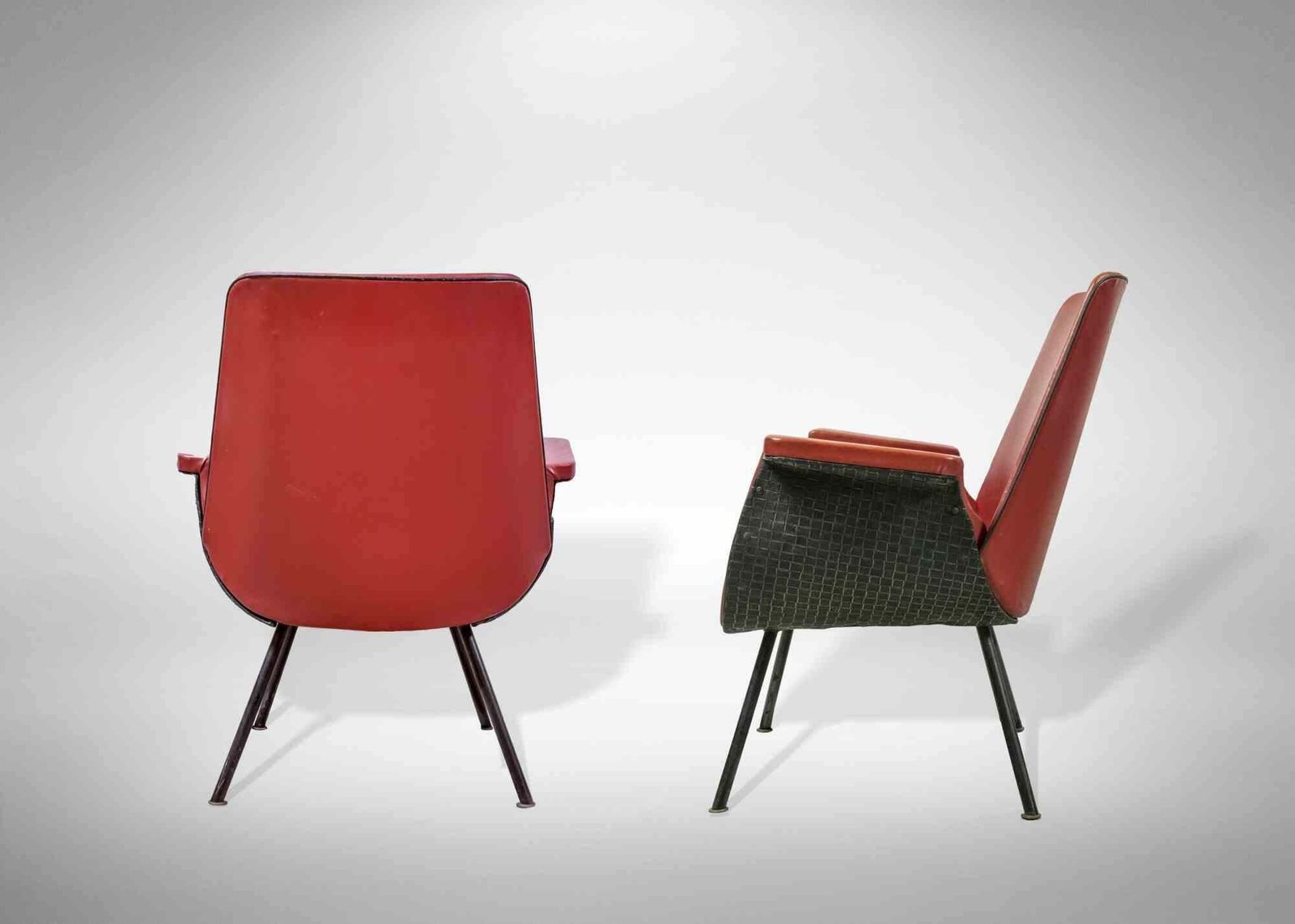 Pair Of Vintage Red Armchairs By Gastone Rinaldi, Mid 20th Century photo Furniture