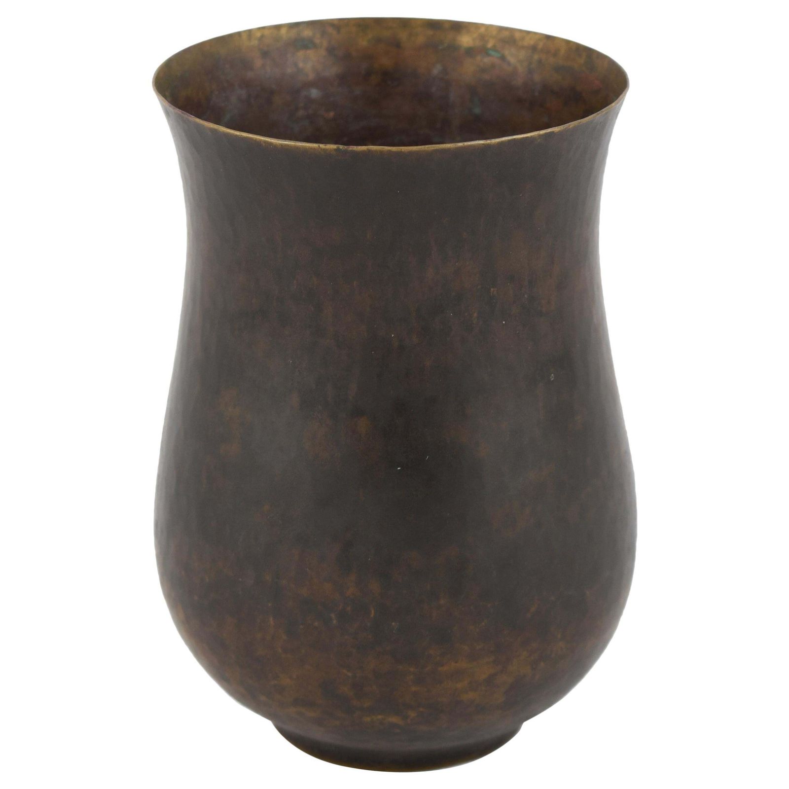 Dark Patina Brass Vase By Eugen Zint, Germany, 1960s