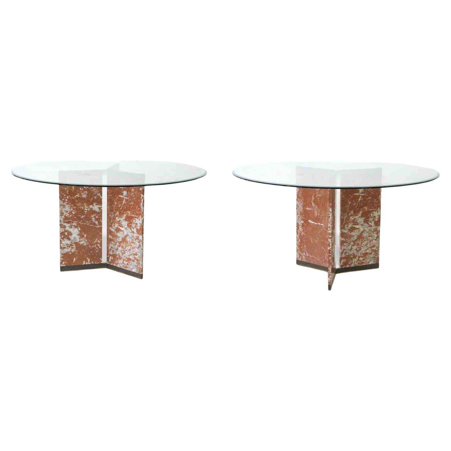 Vintage Pair Of Marble Coffee Table, Italy, 1970s