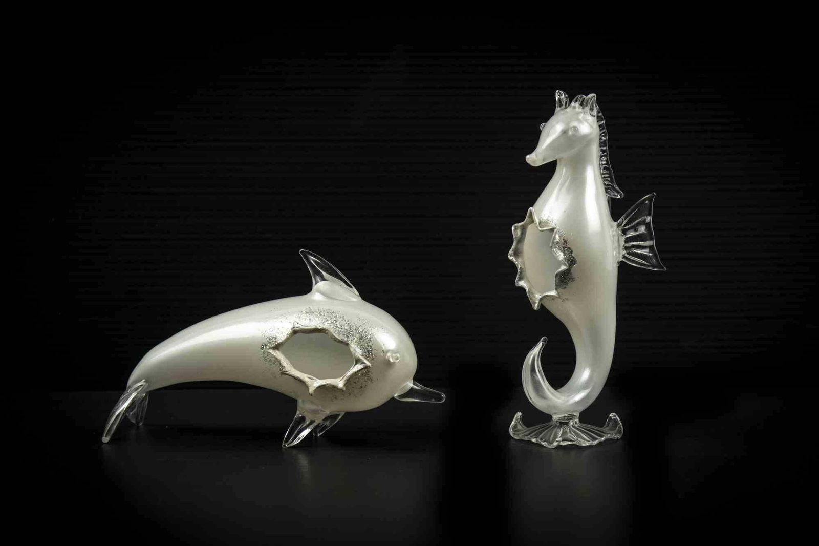 Vintage Glass Dolphin And Seahorse, Half Of 20th Century photo Art