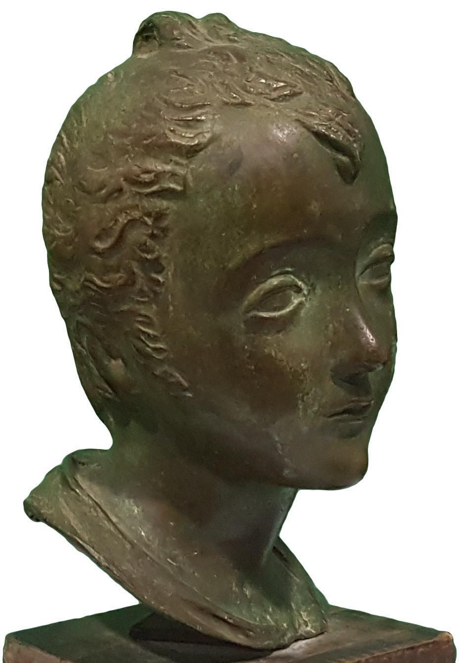 Head Of Young Boy, Bronze Sculpture By Attilio Torresini, Beginning Of 1900 photo Art