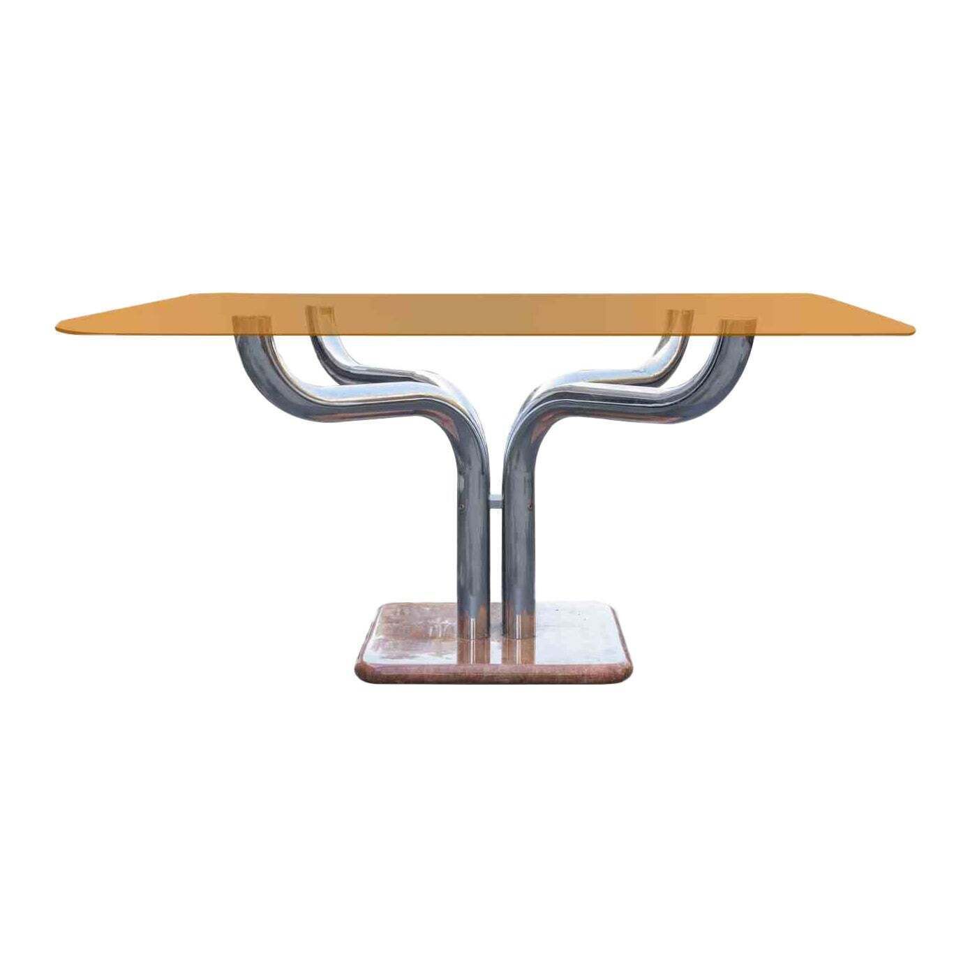 Vintage Chromed Table By Guido Faleschini For Mariani, Italy, 1970s