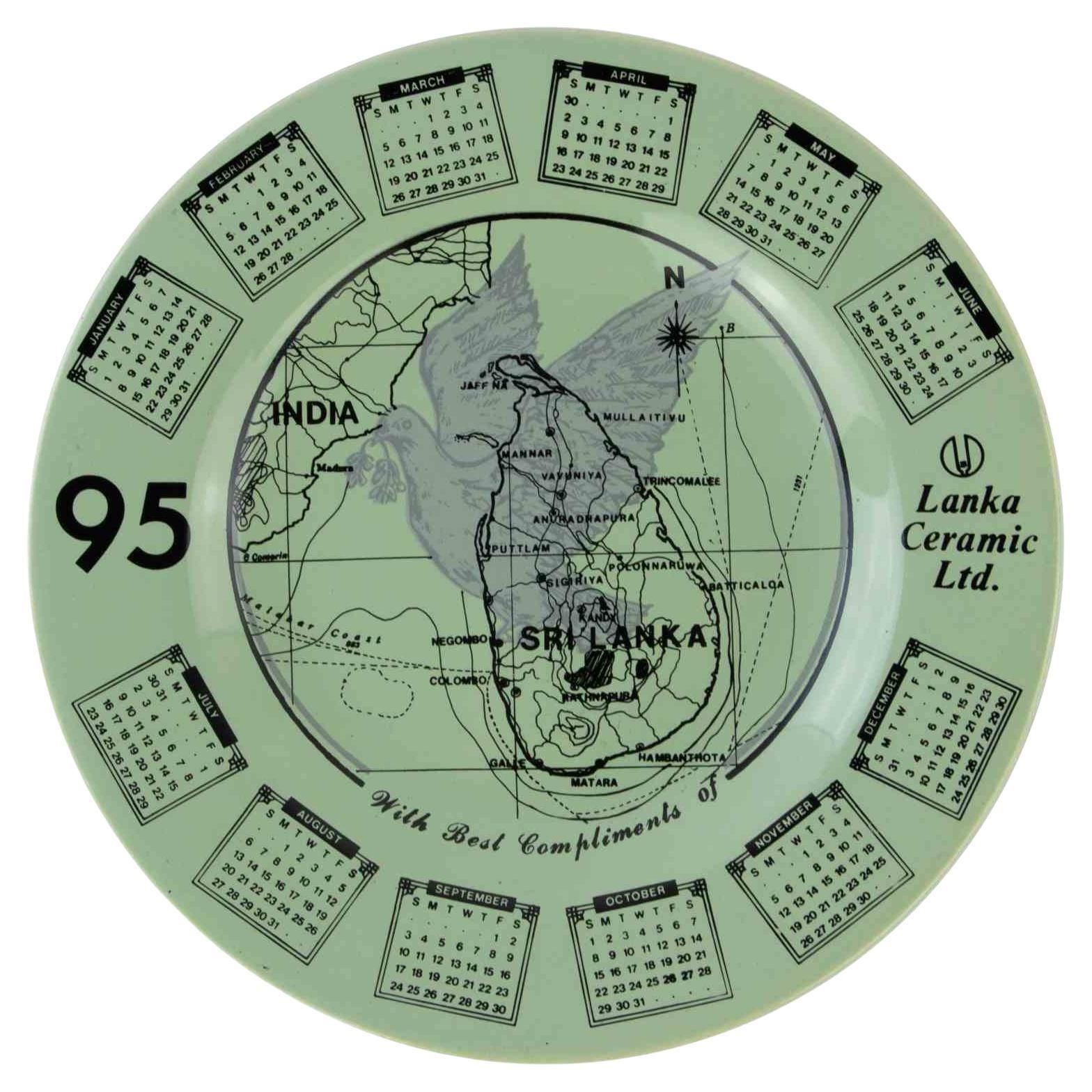 Vintage Calendar Plate , 1990s