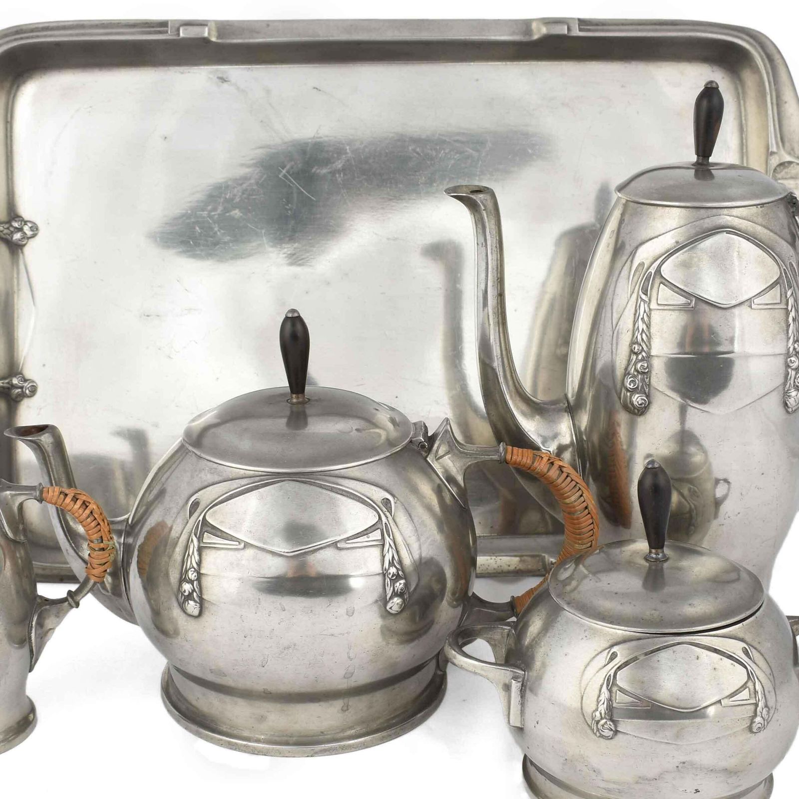 Jugenstil Silver Plate Centerpiece On Tray / Teaset By Karl Berghof, 1905 photo furniture