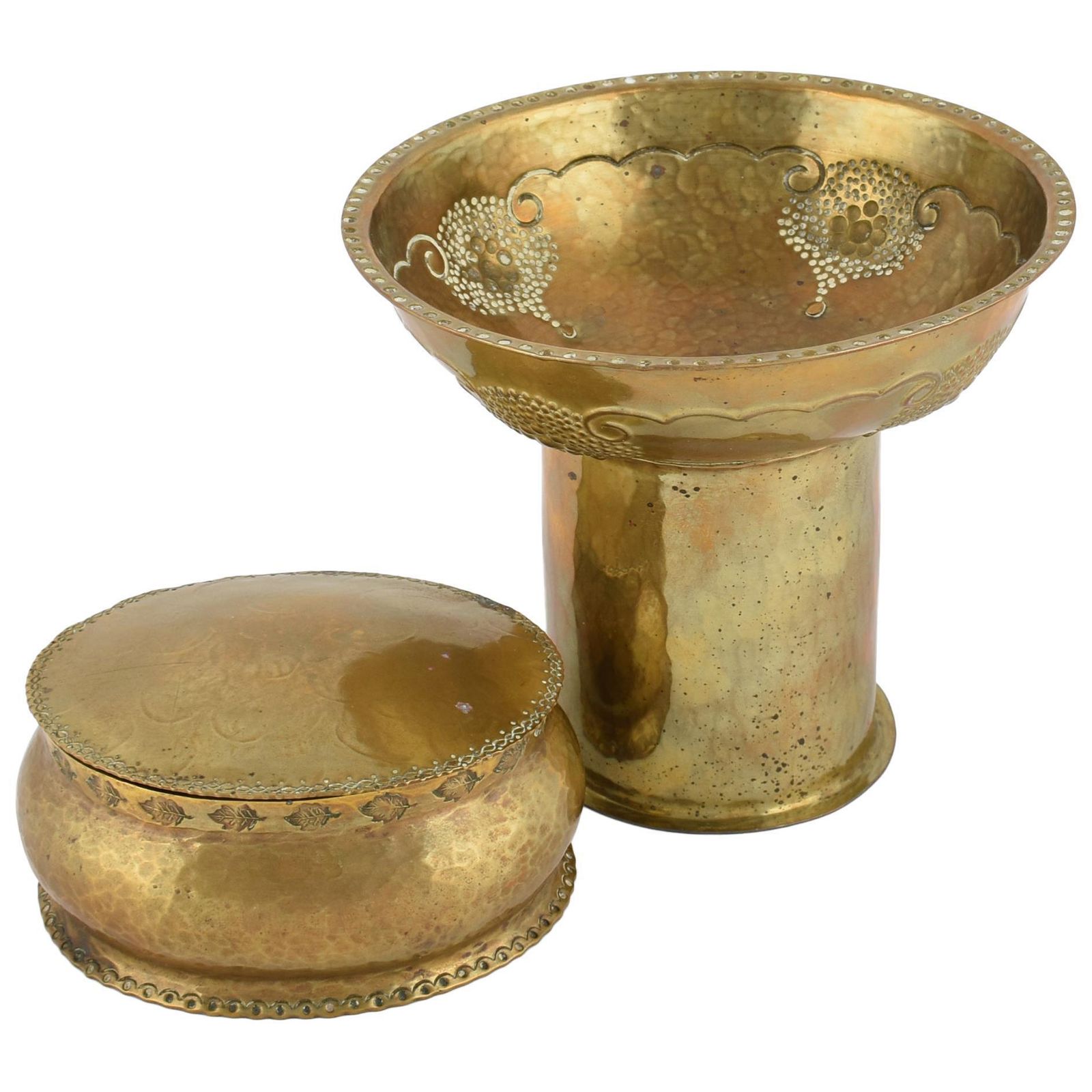 Vintage Brass Art Deco Can And Bowl By Kupo, Germany 1920 1930