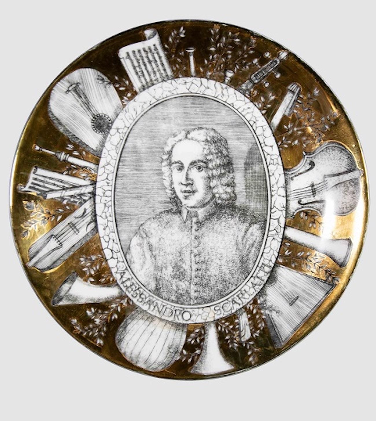 Set Of Two Plates "Grandi Maestri" By P. Fornasetti, 1967 photo 757.0