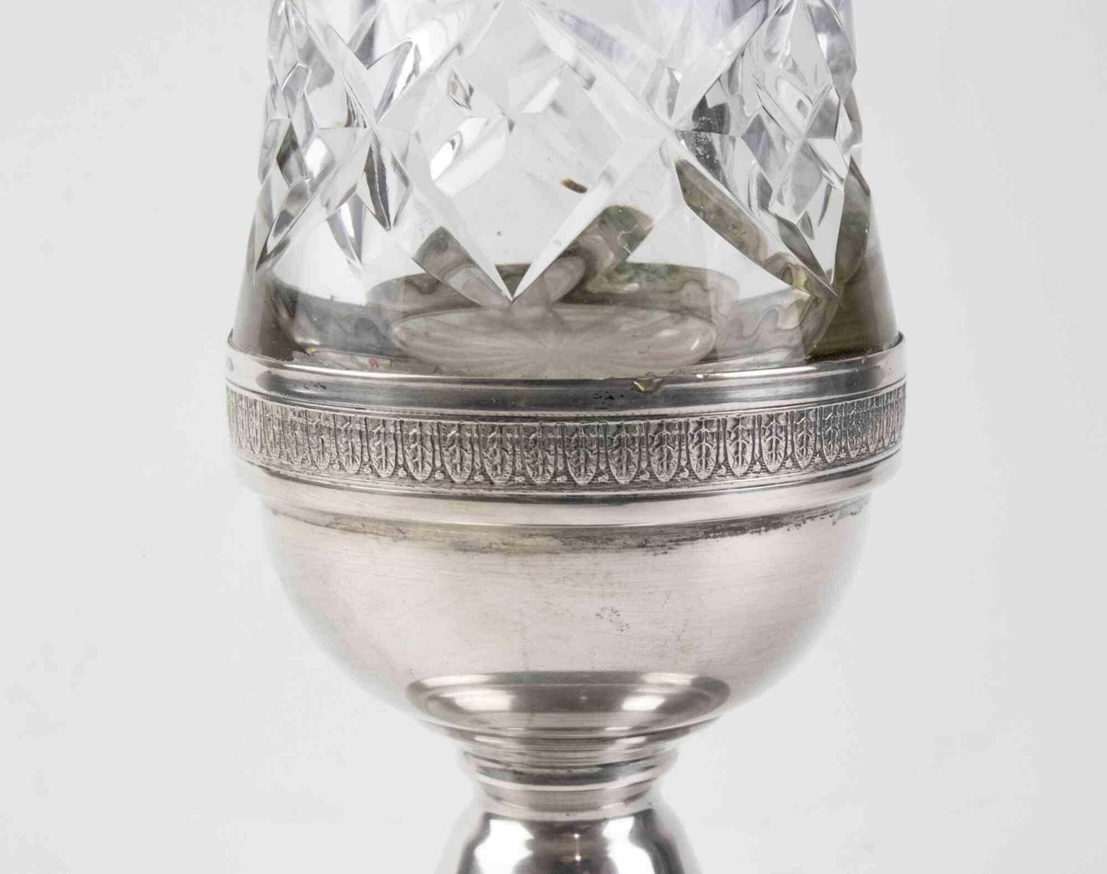Vintage Silver And Cristal Vase, Italy, Mid 20th Century photo for sale