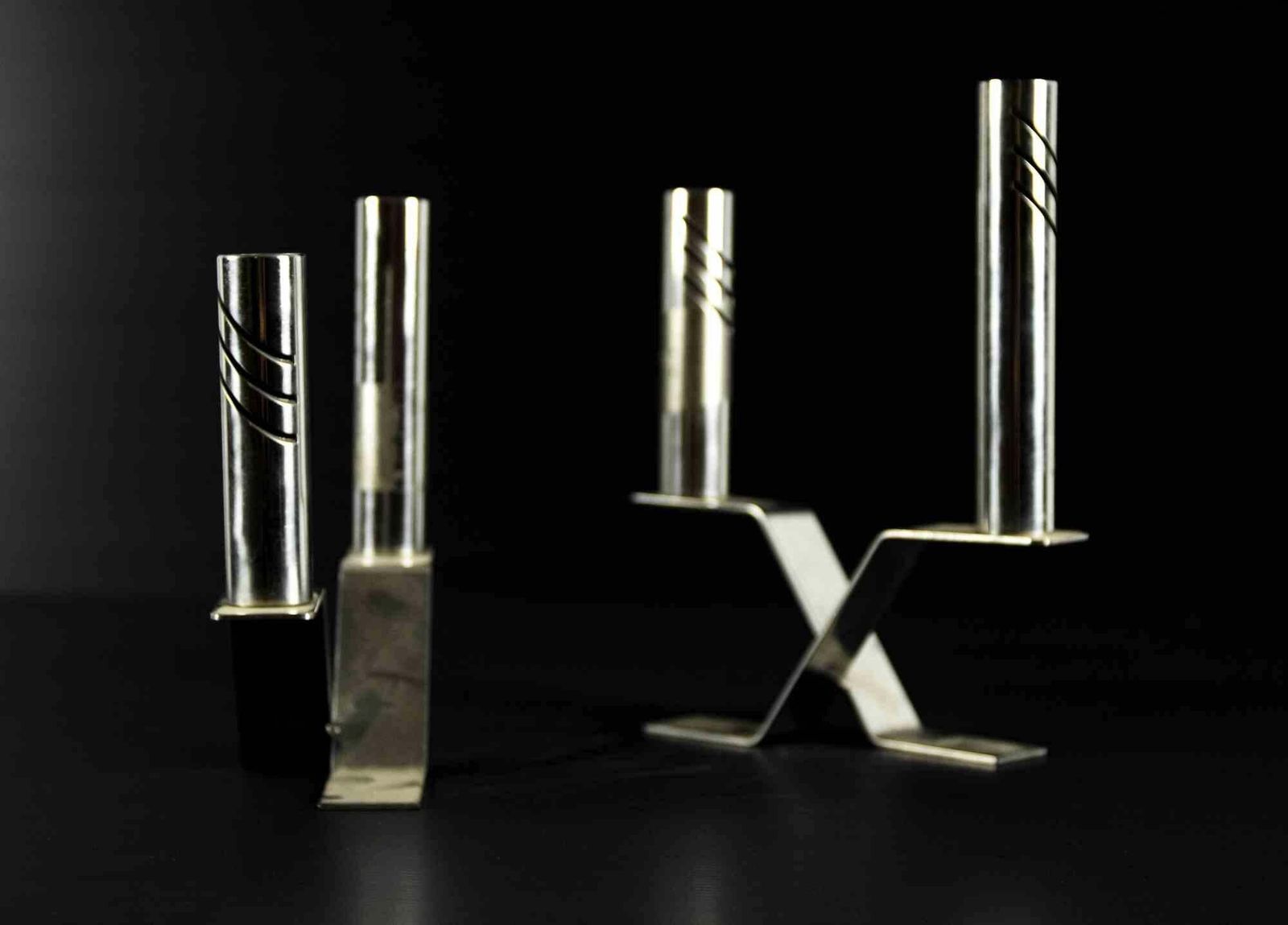 Pair Of Design Metal Candlesticks, Made In Italy, Mid 20th Century photo 255.0