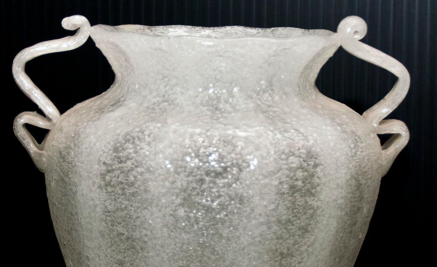 Vintage Murano Vase In White Pulegoso Glass By Napoleone Martinuzzi, 1930s photo vinterior