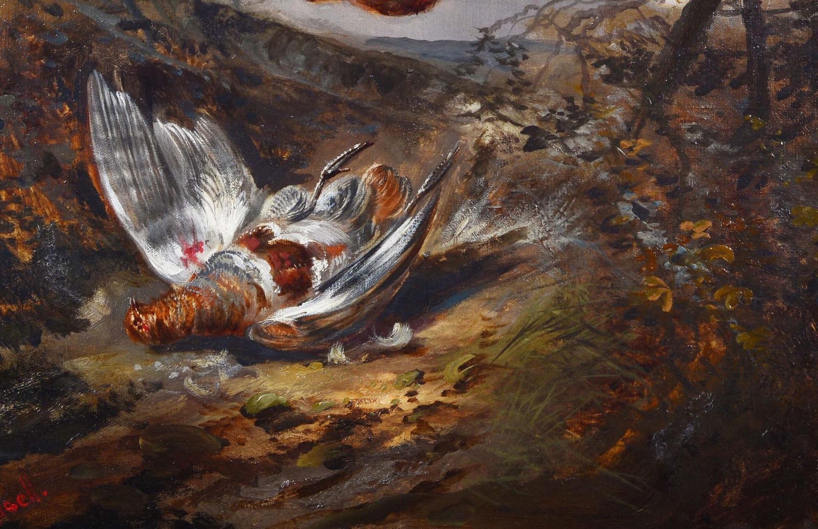 Hunting Scene By German Painter, End Of 19th Beginning Of 20th Century photo furniture