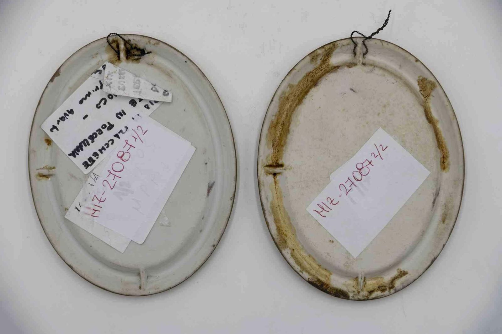 Pair Of Gilt Porcelain Plaques, Early 20th Century photo for sale