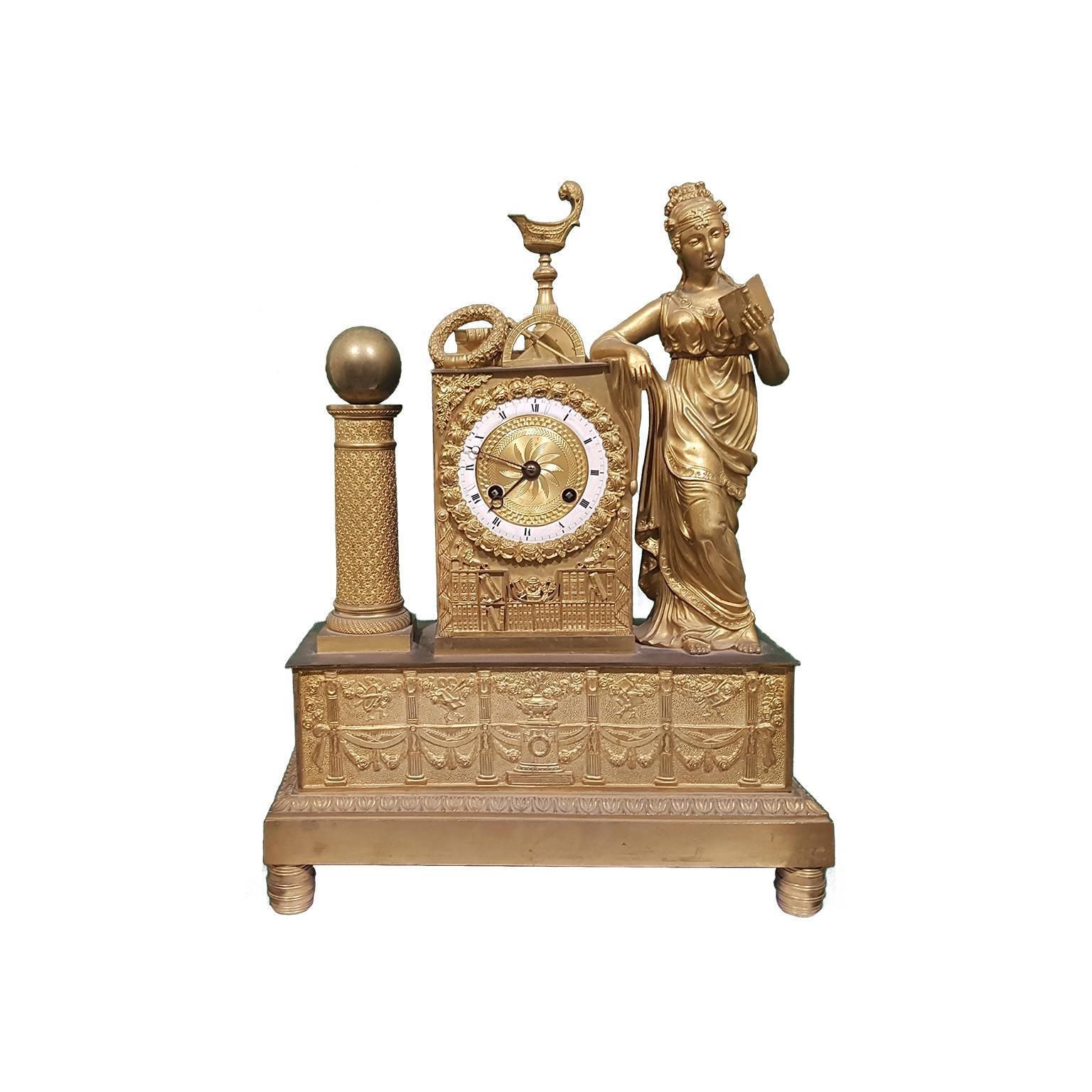 Antique French Gold Plated Bronze Shelf Clock, 19th Century photo Home Decor