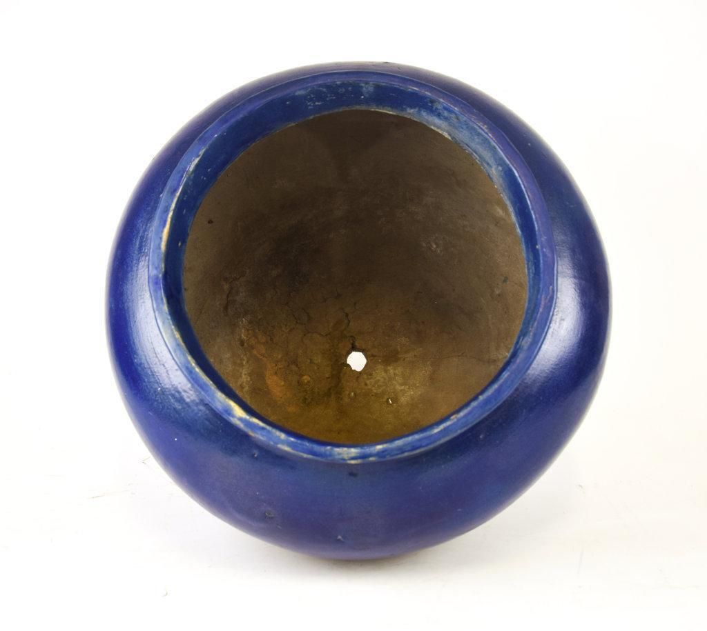 Pair Of Ancient Blue Terracotta Vases, By Oriental Manufacture, 19th Century photo for sale