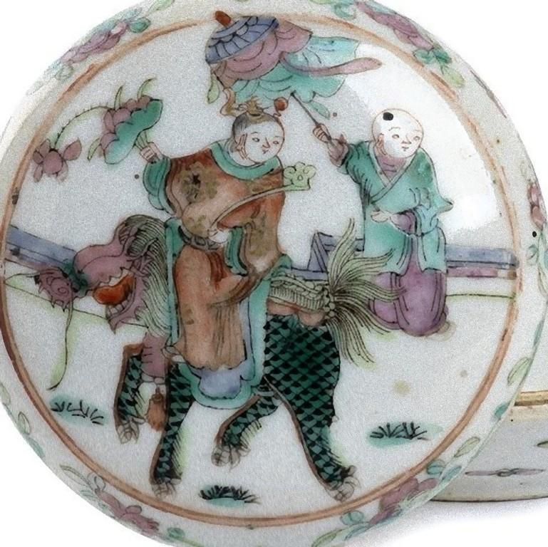 Polychrome Chinese Porcelain Box With Lid, China, Early 20th Century photo furniture