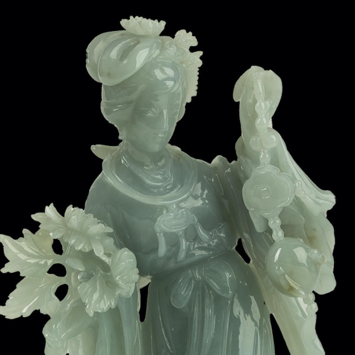 Jadeite Carving Of A Standing Lady, China, 20th Century photo for sale
