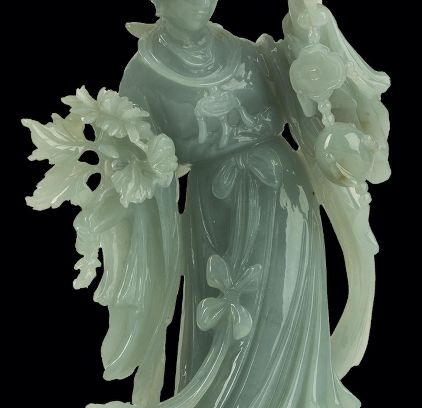 Jadeite Carving Of A Standing Lady, China, 20th Century photo Art