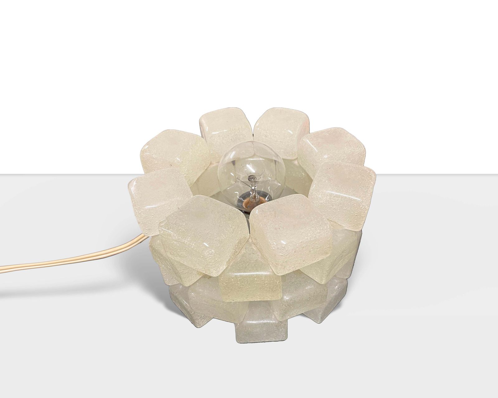 Metal And Pulegoso Glass Table Lamp Attributed Poliarte, Italy, 1970s photo vinterior