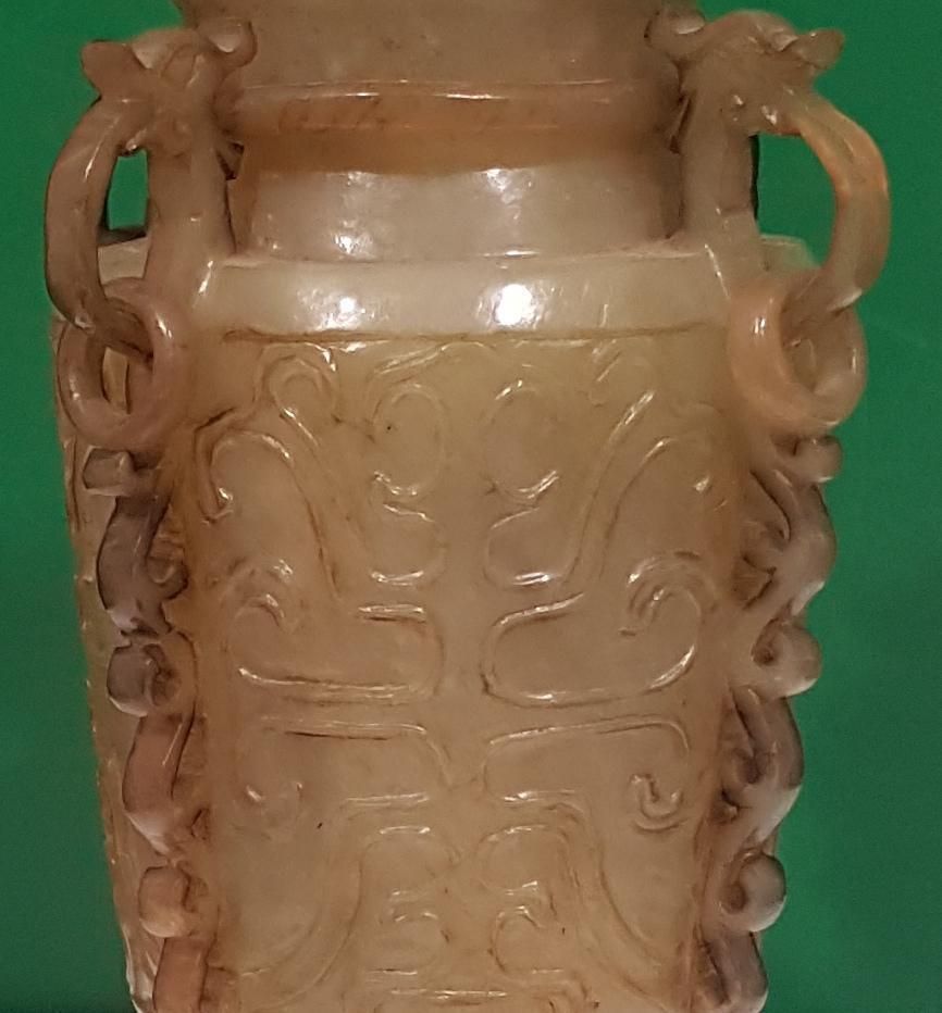 Green Jade Censer With Wooden Base Friezed With Decorations, China 20th Century photo Home Decor