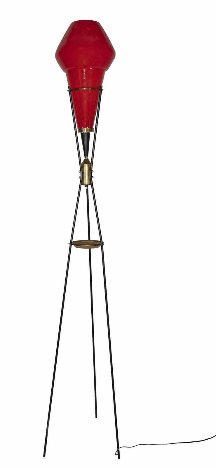 Vintage Red Floor Lamp Attr. To Vistosi, Italy, 1960s photo furniture