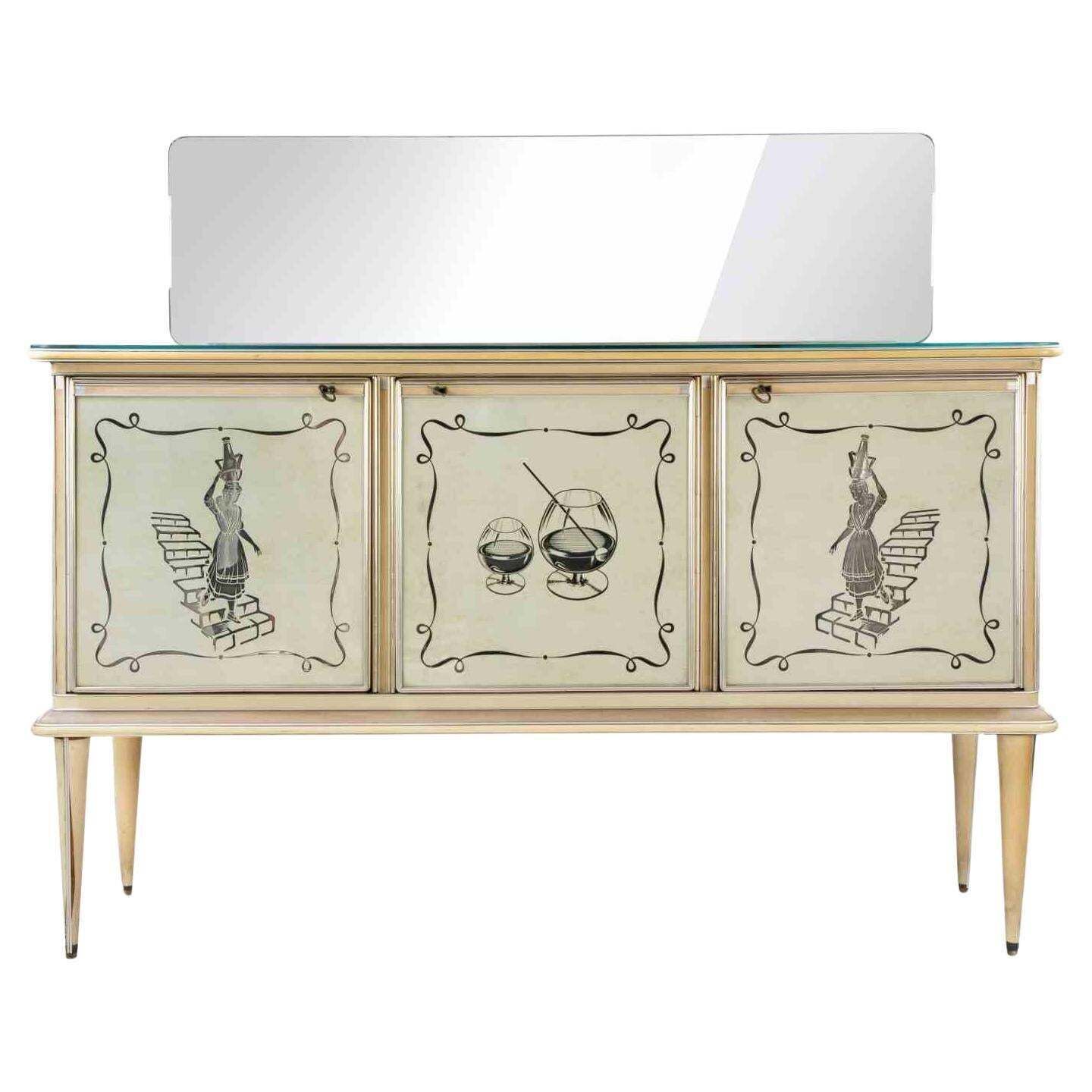 Buffet By Umberto Mascagni With Embedded Mirror,  Italy, 1950s
