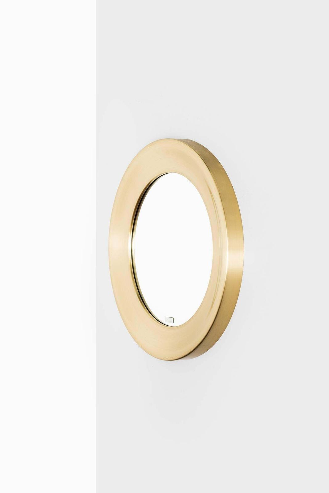 Pair Of Round Mirrors In Brass By Glas Mäster In Sweden photo for sale