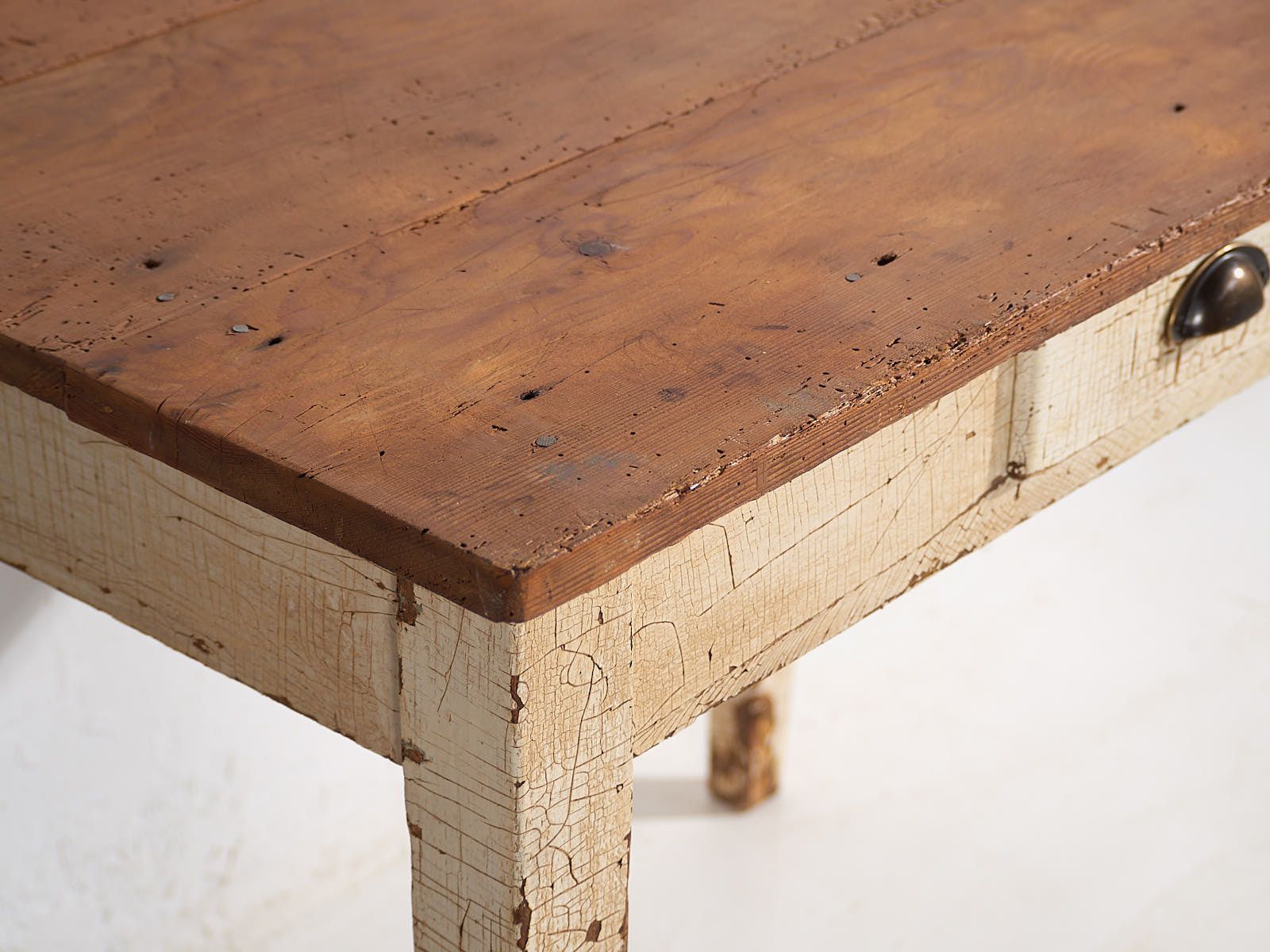 Antique White Solid Wood Table (C.1920) #8 photo buy