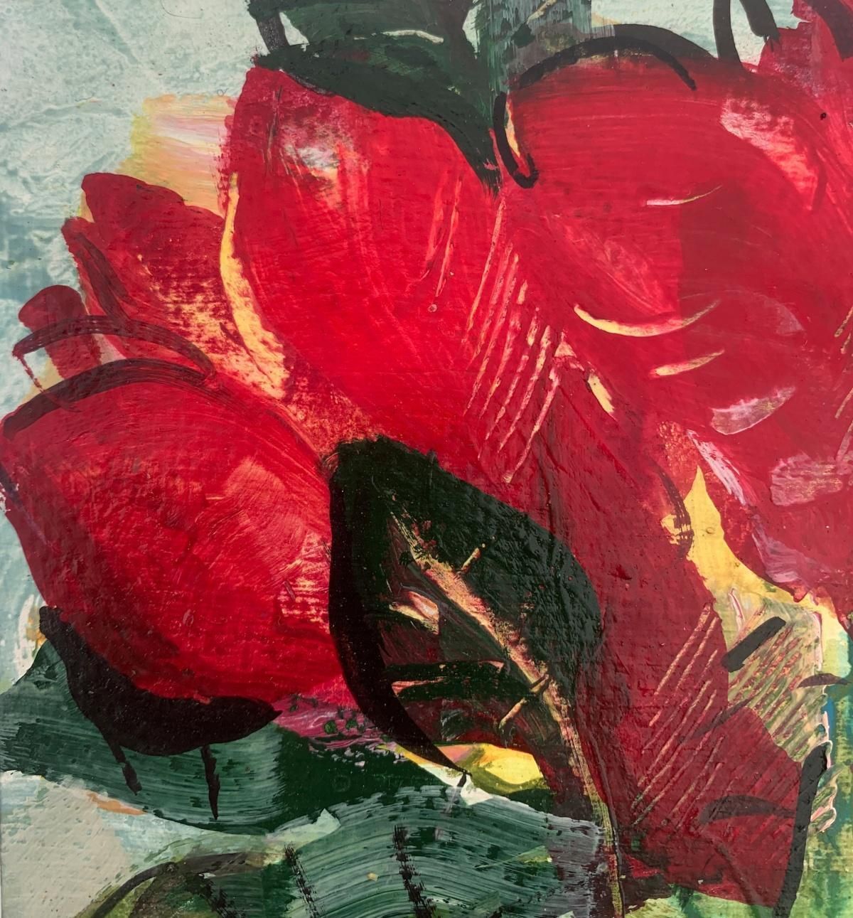 Bożena Lesiaktulips. Gouache Painting, Abstract, Figurative, Floral, Polish Artist2024 photo furniture