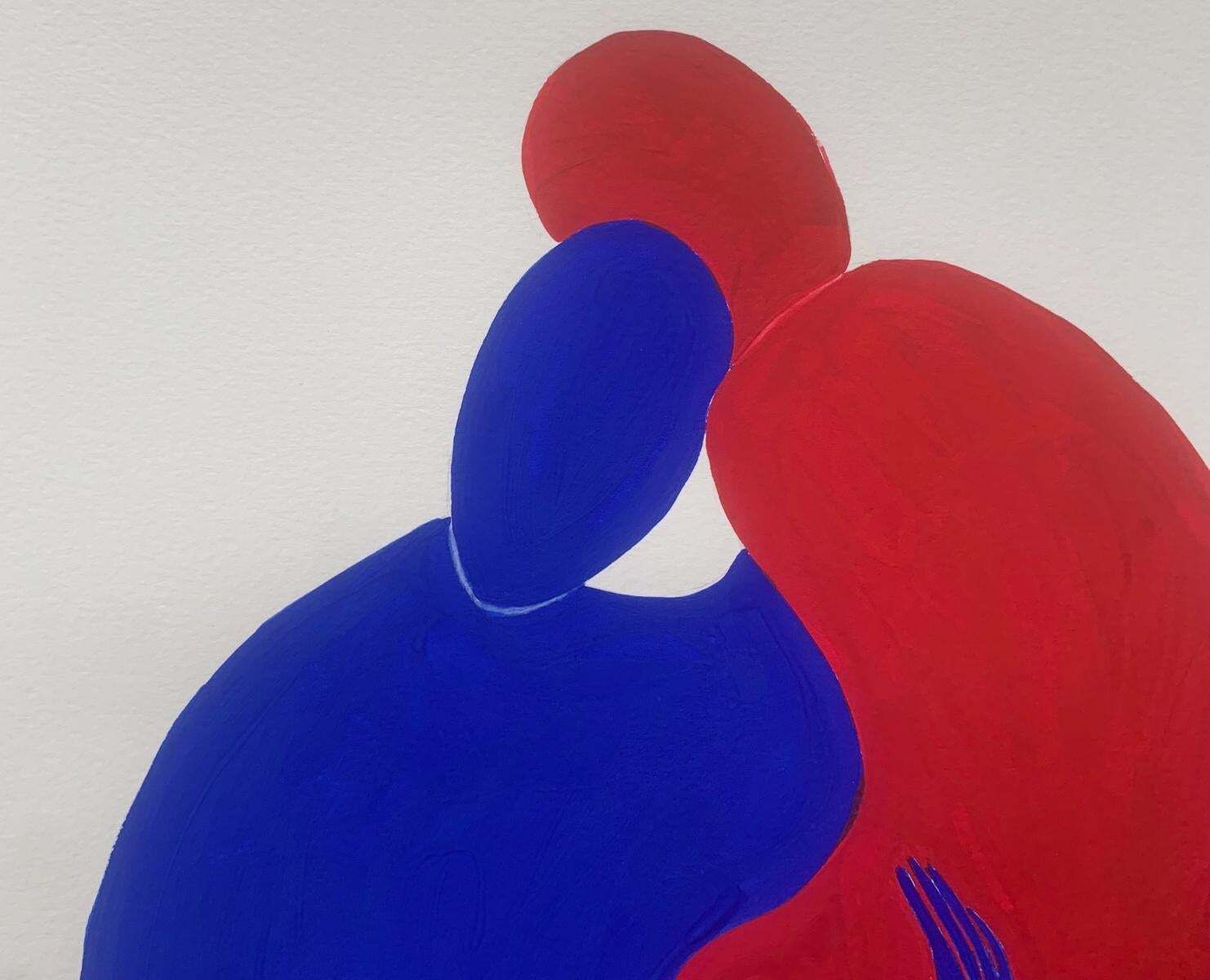Waleria Matelskain Embrace. Figurative Painting On Paper, Young Art, Vibrant, European Art2024 photo for sale