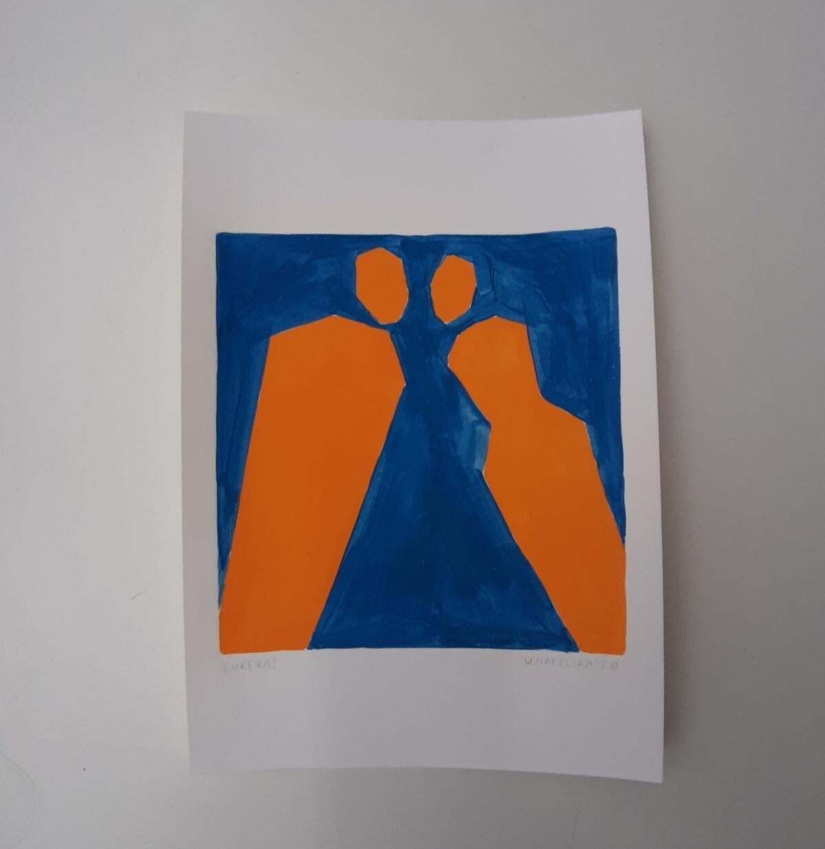 Waleria Matelskaeureka!   Figurative Painting On Paper, Young Art Minimalism, Vibrant 2020 photo furniture