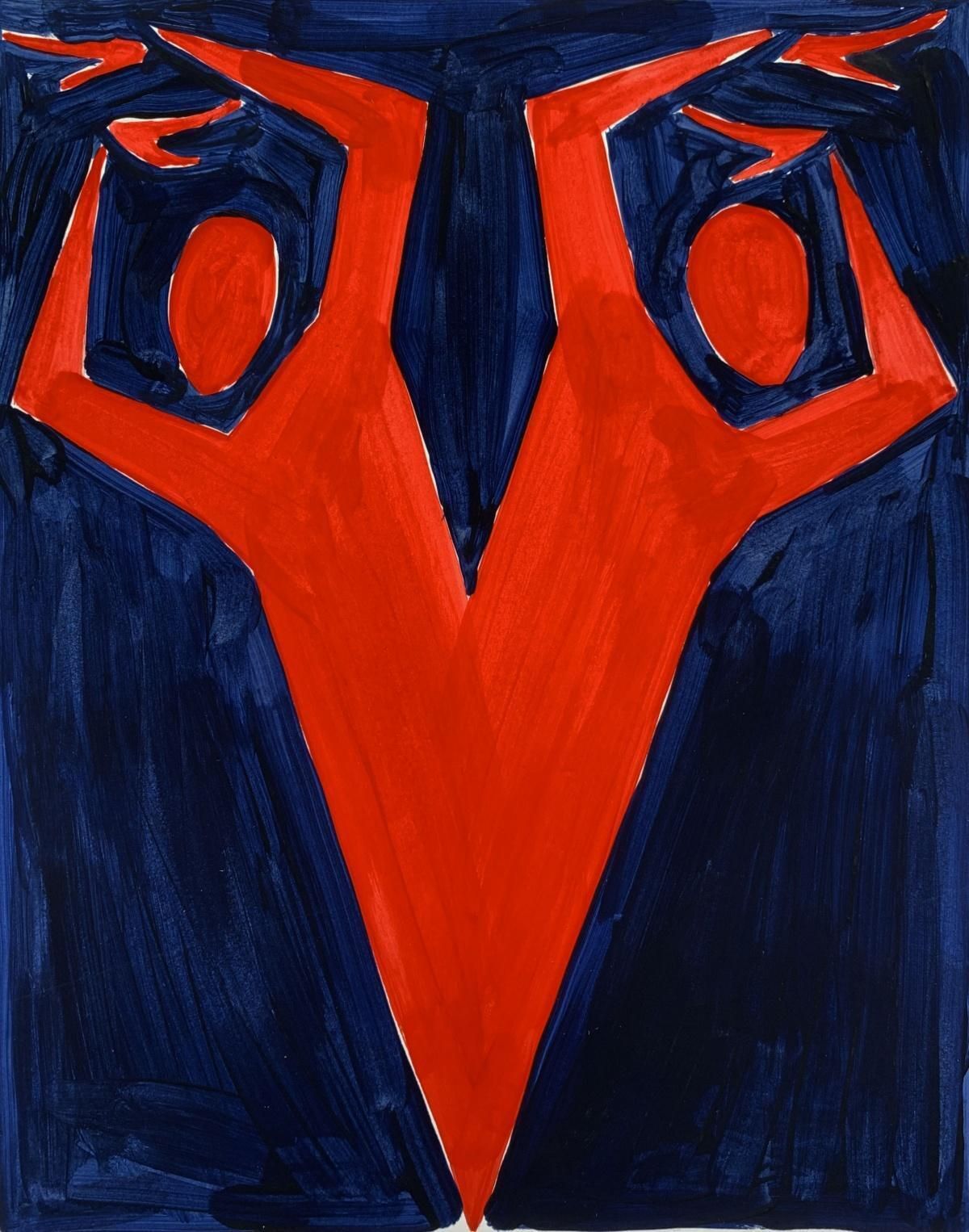 Waleria Matelskadancing Figures   Figurative Painting On Paper, Young Art, Minimalism, Vibrant 2020