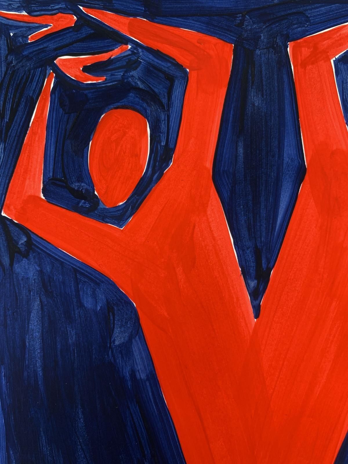 Waleria Matelskadancing Figures   Figurative Painting On Paper, Young Art, Minimalism, Vibrant 2020 photo Art