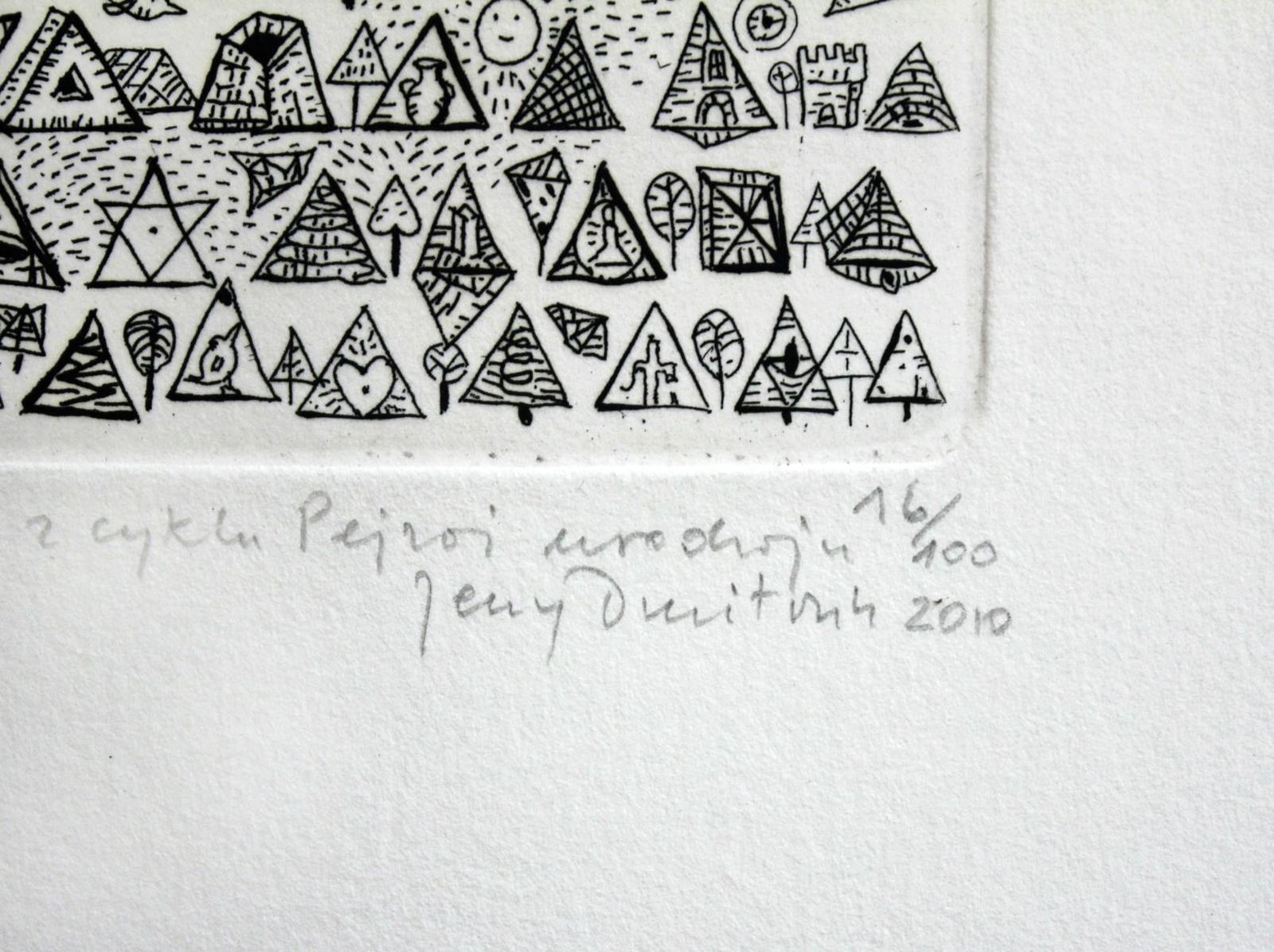 Jerzy Dmitrukrhythmic Breath Of A Coniferous Forest   Xxi Century, Black And White Etching2013 photo for sale