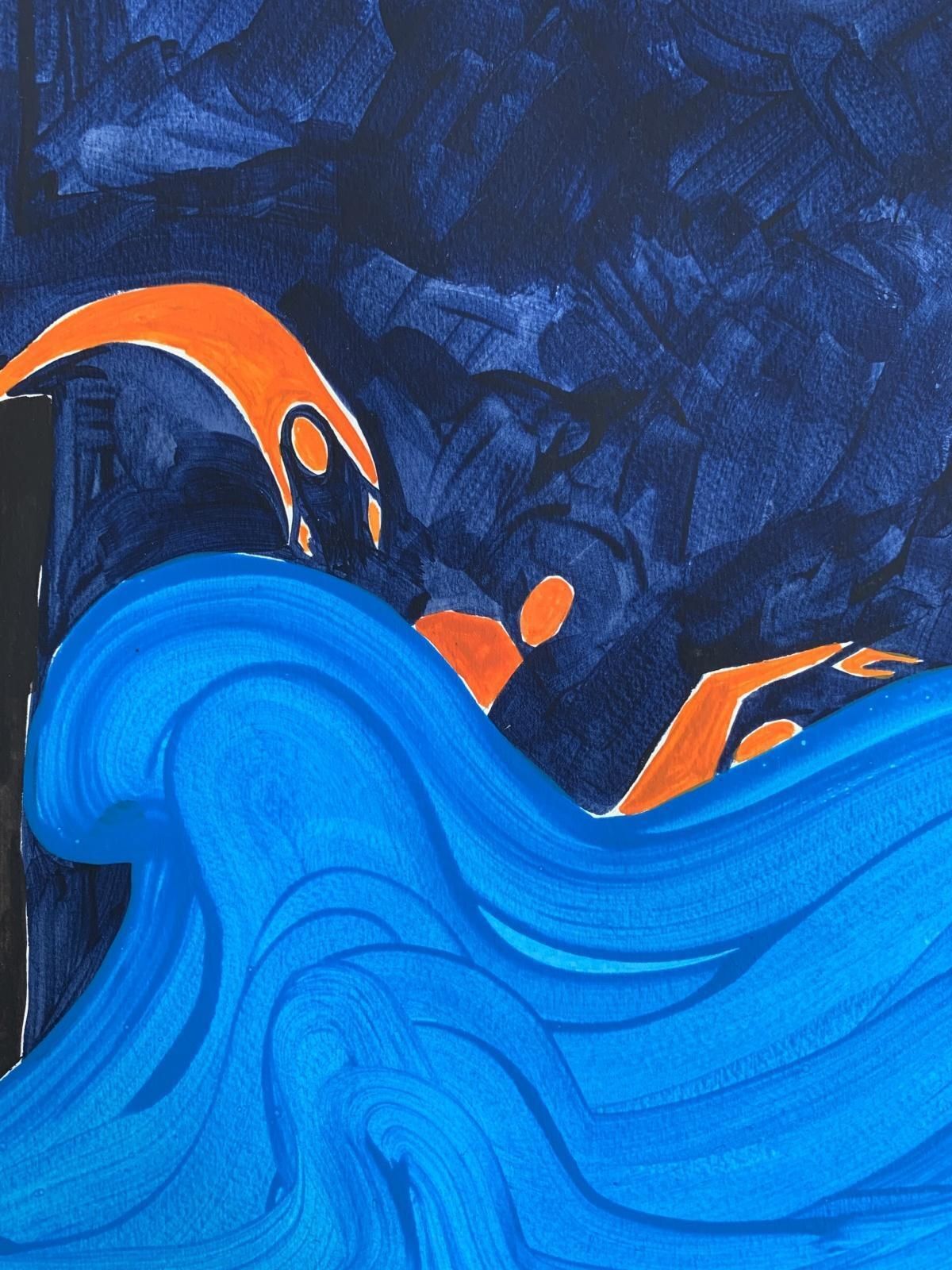 Waleria Matelskanight Arrival. Figurative Painting On Paper, Young Art, Vibrant, European Art2021 photo for sale