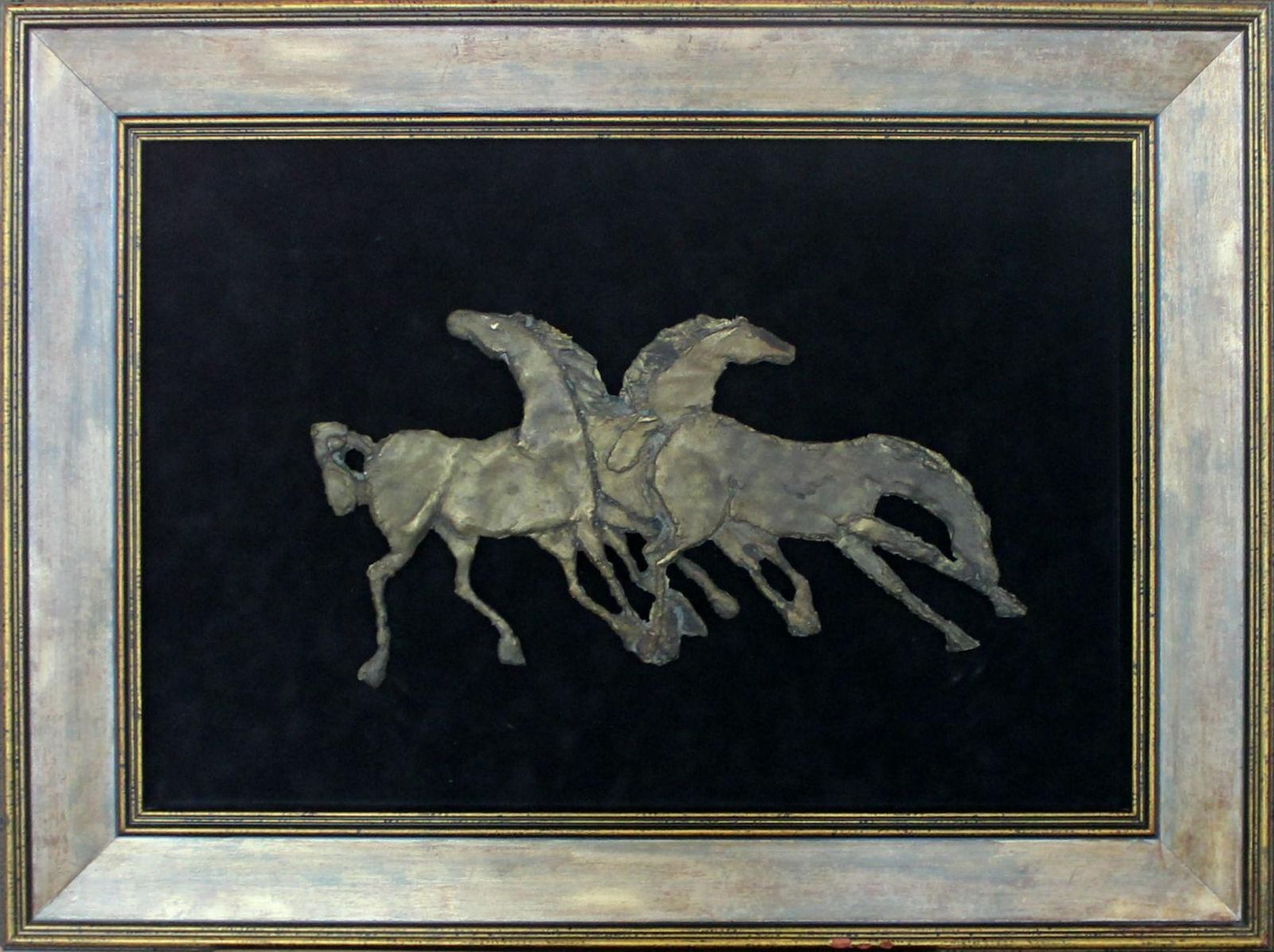 Lesniakhorses   Mixed Media, Bronze Relief On Velvet, Figurative, Animals2000