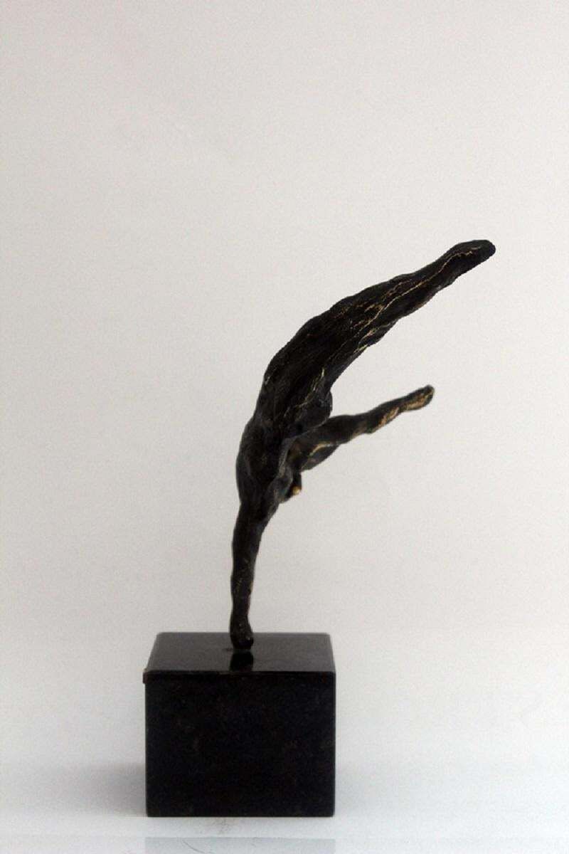 Ryszard Piotrowskian Acrobat. Bronze Figurative Sculpture, Nude, Dynamic Composition, Polish Art photo furniture