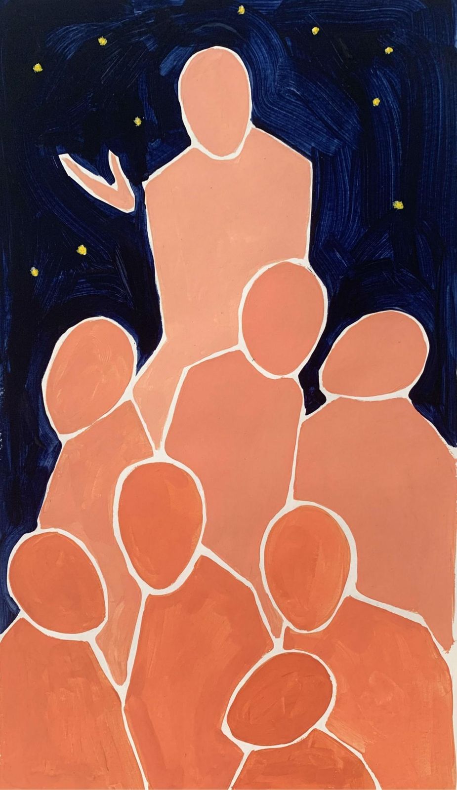 Waleria Matelskaprophet   Figurative Acrylic Painting On Paper, Young Art, Minimalism, Vibrant 2020 photo furniture