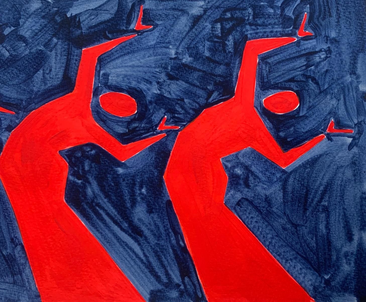 Waleria Matelskaa Dance. Figurative Painting On Paper, Young Art, Vibrant, European Art2024 photo furniture