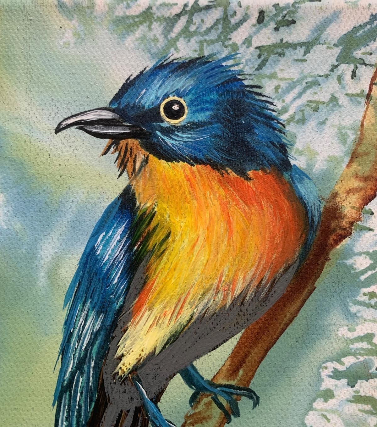 Magdalena Nałęczbirds 7. Figurative Small Scale Oil Painting, Realistic, Animals, Polish Art2024 photo for sale